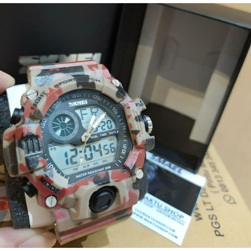 Original skmei 1029 waterproof ad1029 jam tangan skmei pria tni tentara camouflage polisi