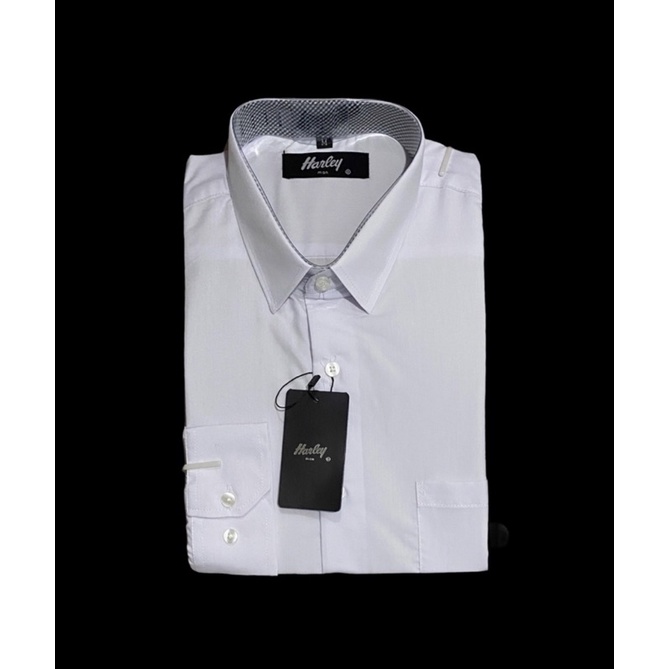 Kemeja Harley warna Putih Hitam POLOS Kemeja Kerja Bkn Alisan