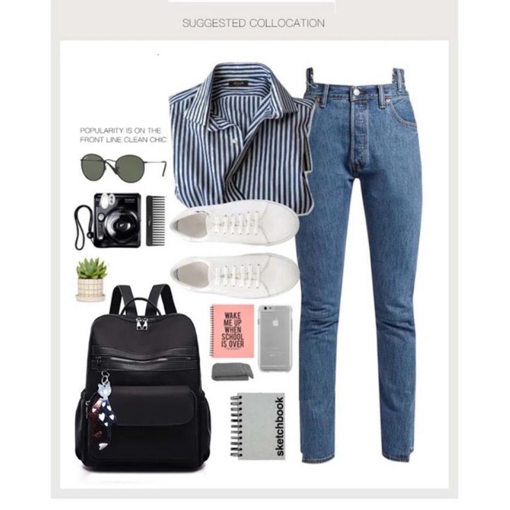 Tas Sekolah Kuliah Kerja Ransel Backpack Korean Style Wanita Murah Kekinian Terbaru Rangsel Gendong Punggung Cewek Batam Anak Perempuan Astrid-5