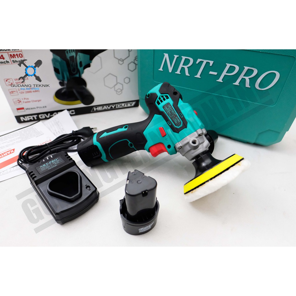 NRT PRO GV 40 DC / Cordless Polisher 4 Inch NRT GV40DC Mesin Poles Mobil Baterai 12V