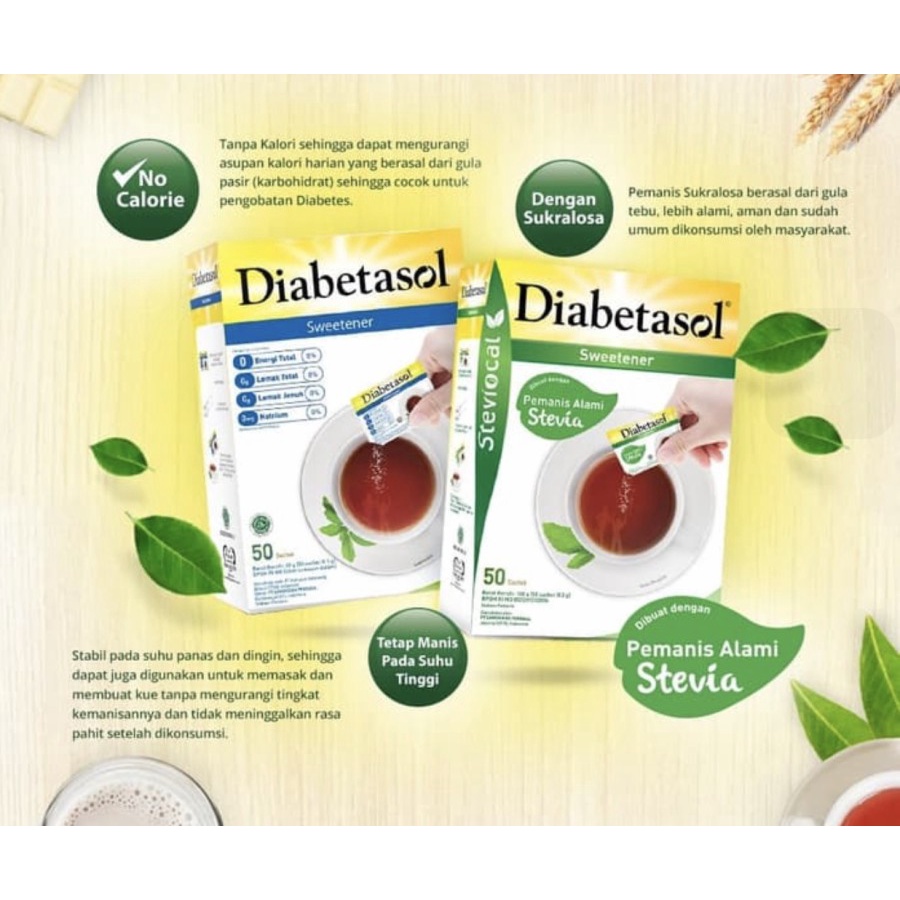 

Diabetasol sweetener sachet 25/50/100 pcs ( gula 0 kalori )