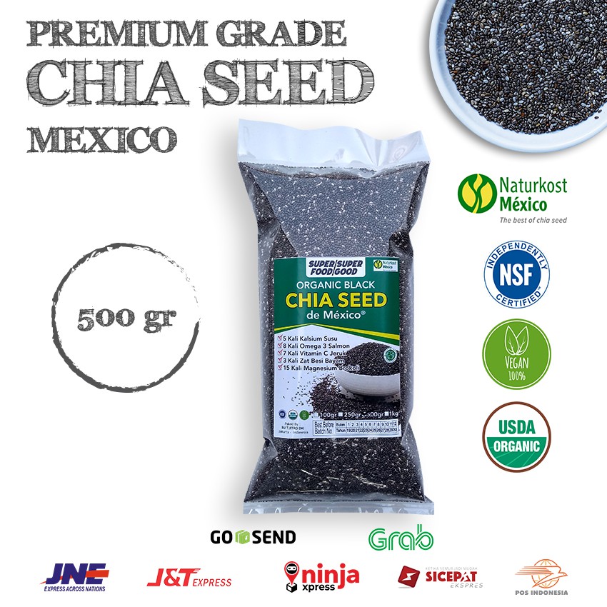 Pure Black Chia Seed Mexico 100% Organic 500gr - Quality The Best Of Chia Seed