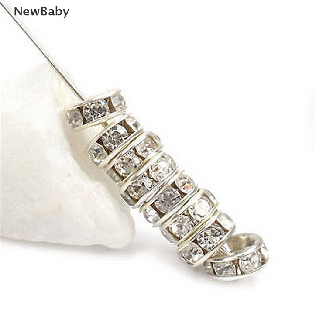 NewBaby 100pcs Silver Gold Crystal Rhinestone Rondelle Spacer Beads DIY 6mm 8mm New  ID