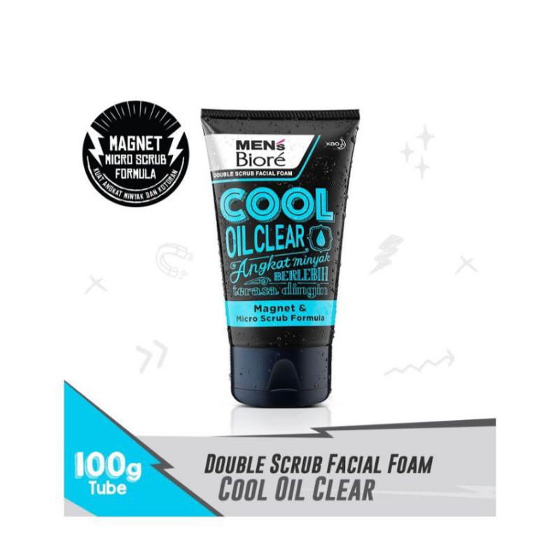 Kao Biore Facial Foam Men's Double Scrub Cool Oil Clear 100G