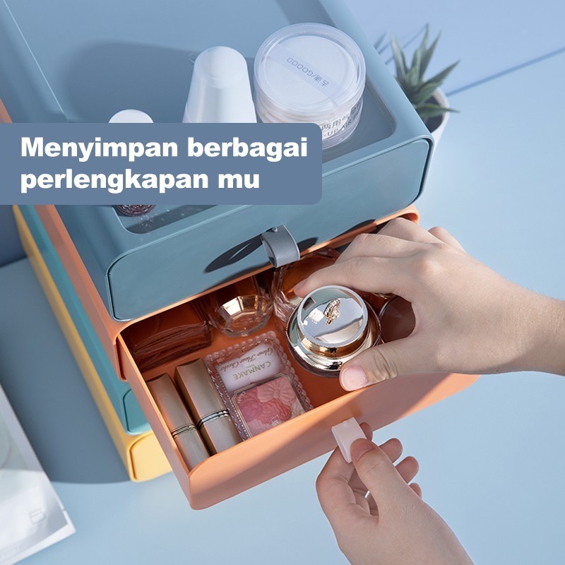 Rak Kosmetik Macaron Kotak Penyimpanan Laci Desktop Storage Warna Warni Makaron