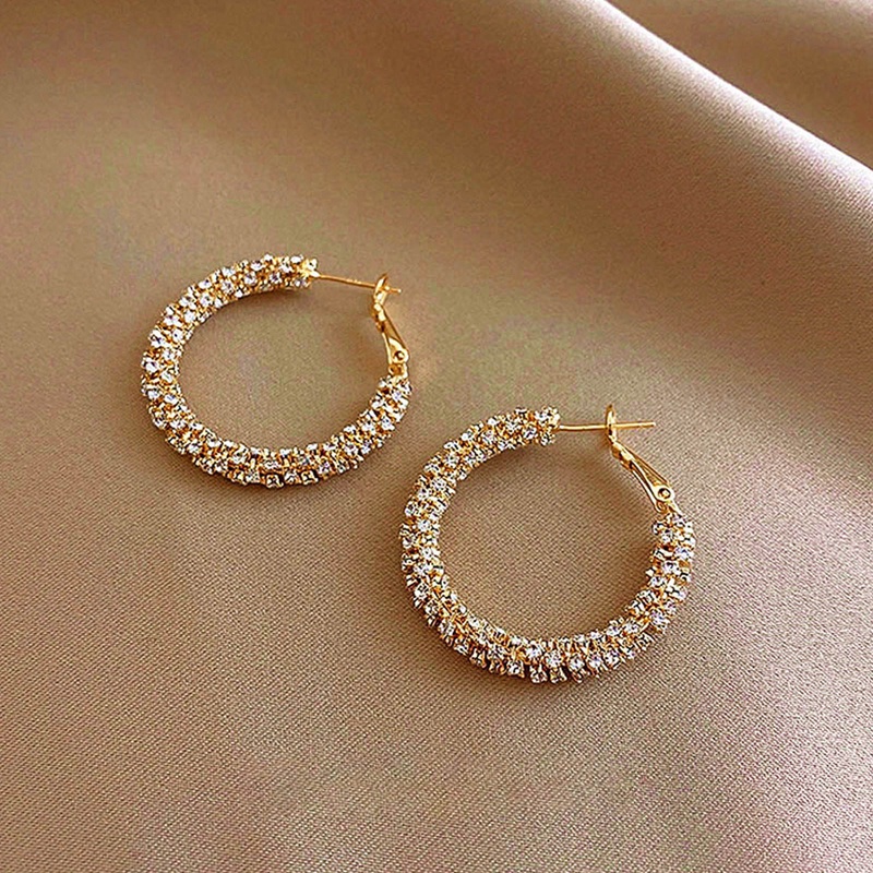 Anting Hoop 925 Sterling Silver Lapis Emas 14K Hias Kubik Zirkonia Warna-Warni Untuk Wanita