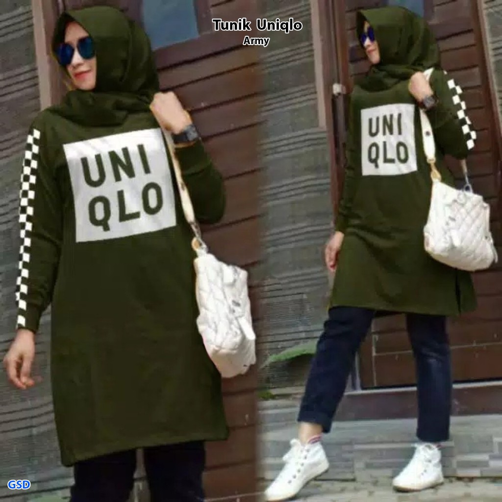 Tunik Uniqlo/ Baju tunik wanita lengan panjang/ pakaian muslim wanita hijab/Baju Muslim Cewek