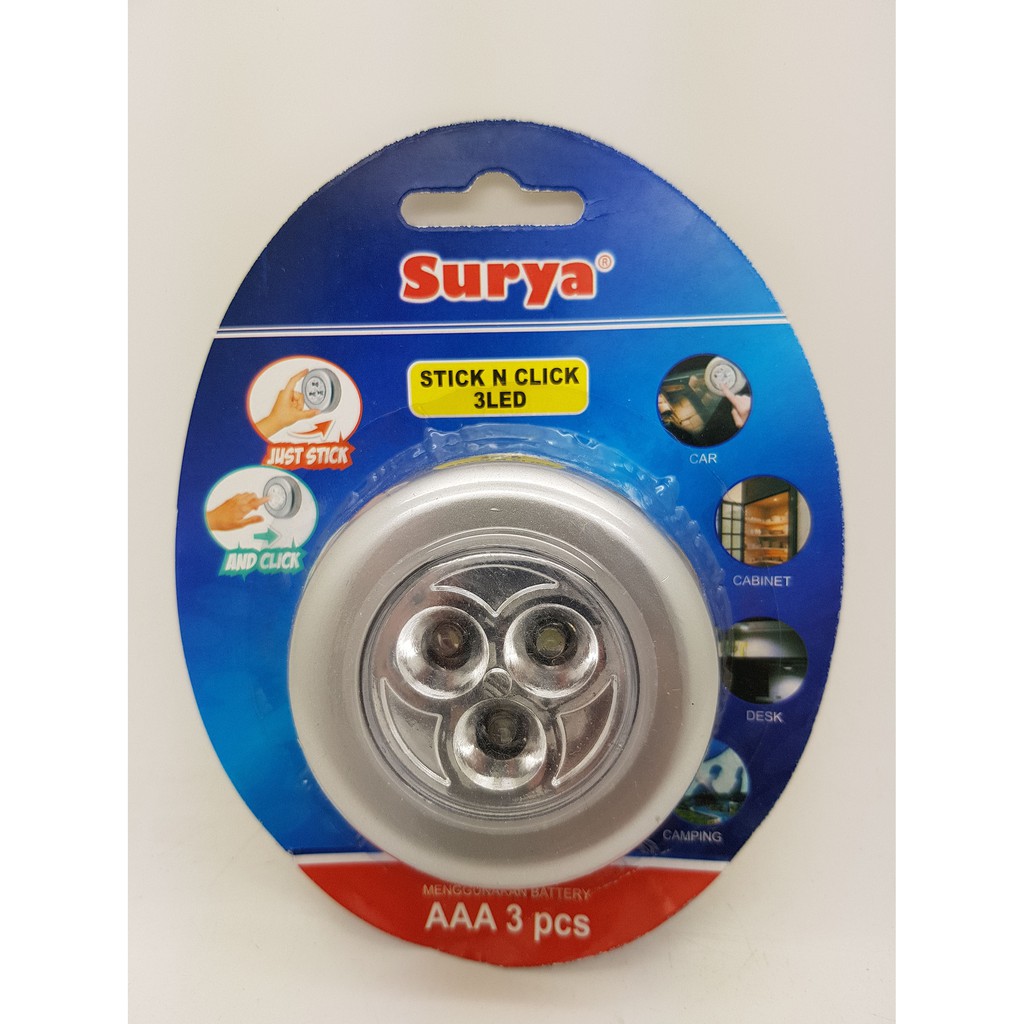 Stick N Clik Lampu Serbaguna 3 LED Merk SURYA