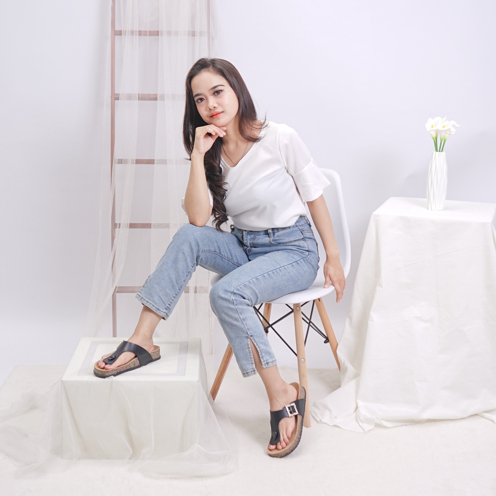 Sara Sara AUDY Sandal Jepit Wanita sandal selop cewek sandal gesper terbaru