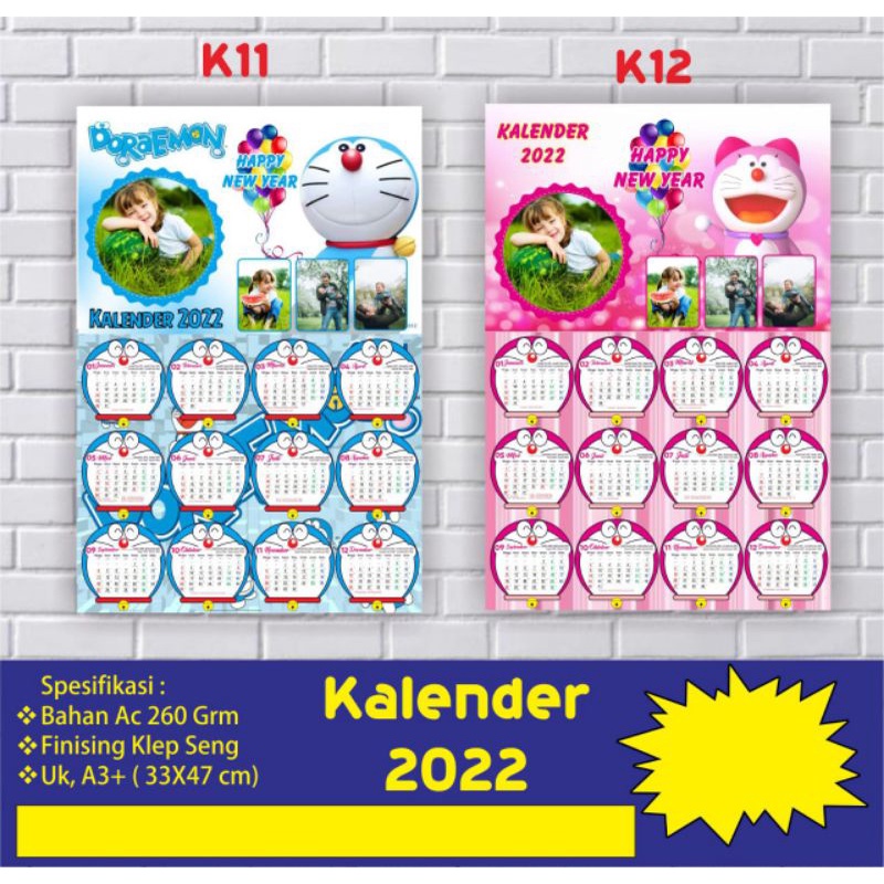 FREE DESIGN] KALENDER DINDING 2022 KALENDER FOTO/ CUSTOM LUCU/ AESTHETIK/ ANAK/ DORAEMON Sehari Jadi