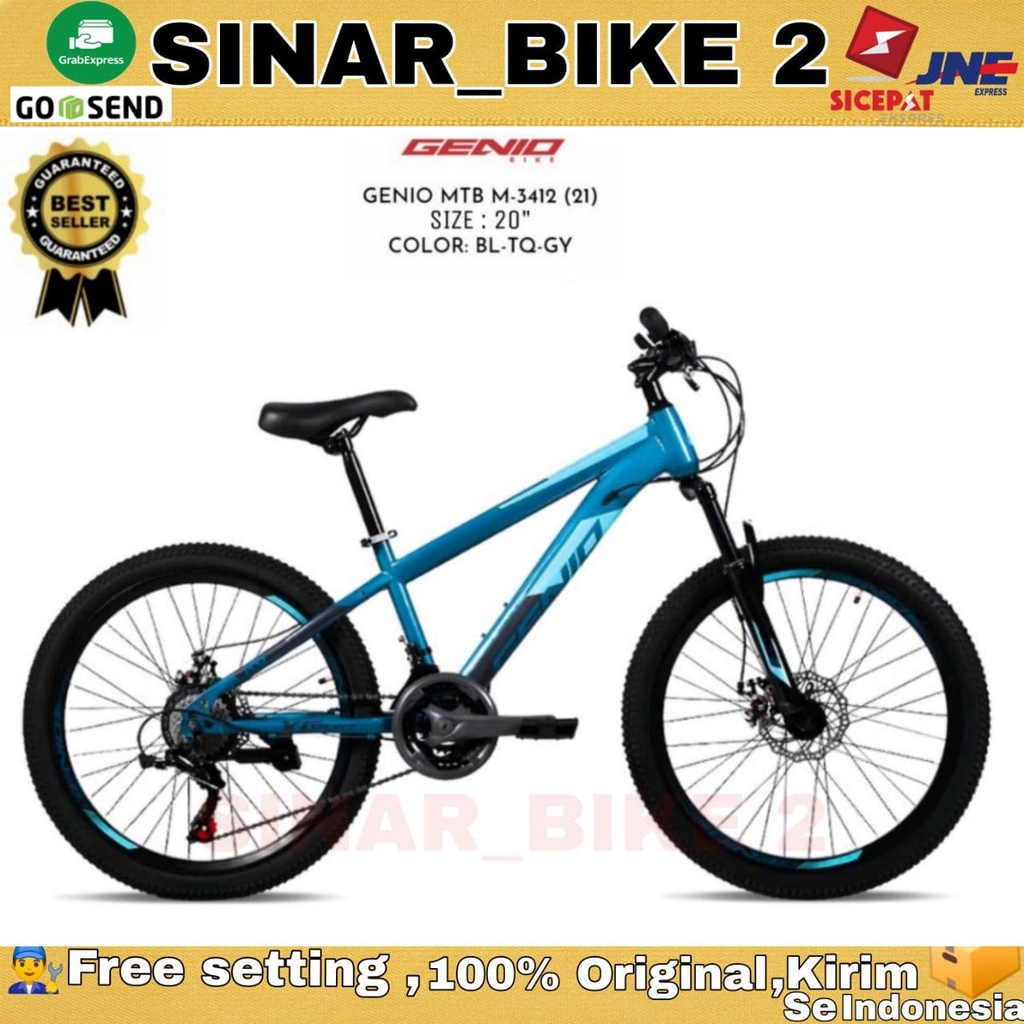 Sepeda Gunung Mtb Genio 3412 20 Inch Rem Cakram 24 speed