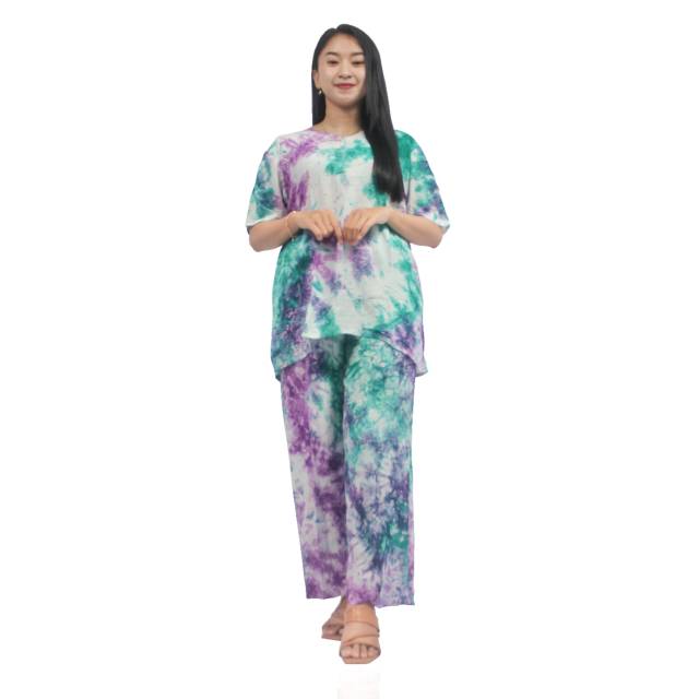 SETELAN TIE DYE RAYON MOTIF ABSTRAK WANITA DEWASA BATIK PEKALONGAN