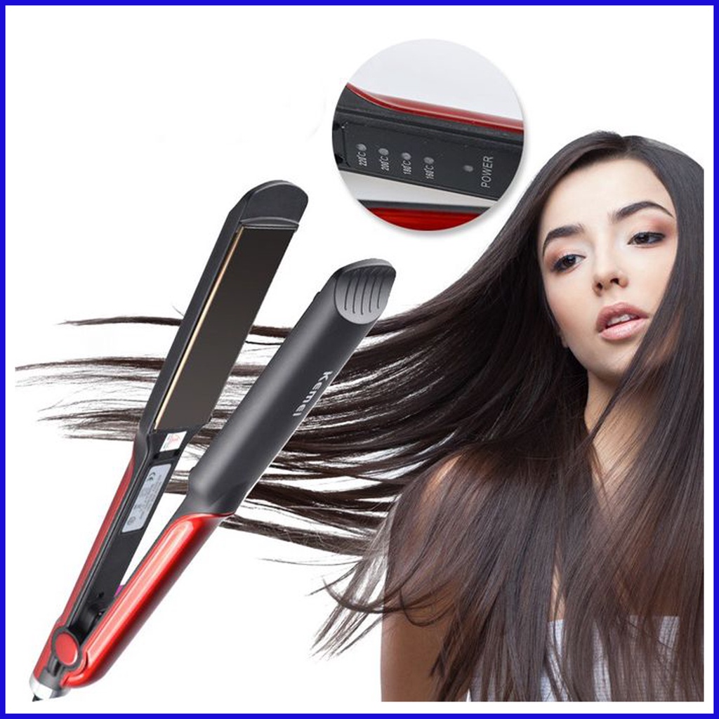 【COD+dalam stok+Pengiriman Cepat】Catokan KEMEI KM 531 Catok rambut Lurus temperatur suhu ionic Elektric Straightener Profesional Catok Penggunaan basah dan kering Red  PTC Heater /Aluminum / Ceramic Painting