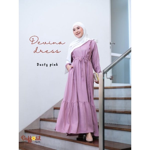 GAMIS SERUT POLOS BAHAN RAYON MORENA ADEM EMPUK LEMBUT - DEVINA DRESS-2