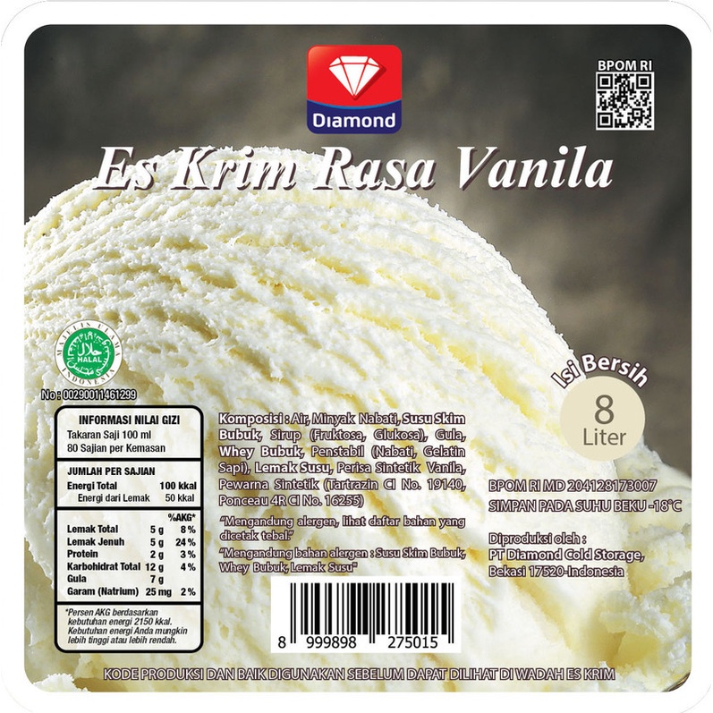 DIAMOND ICE CREAM VANILLA 8 LT