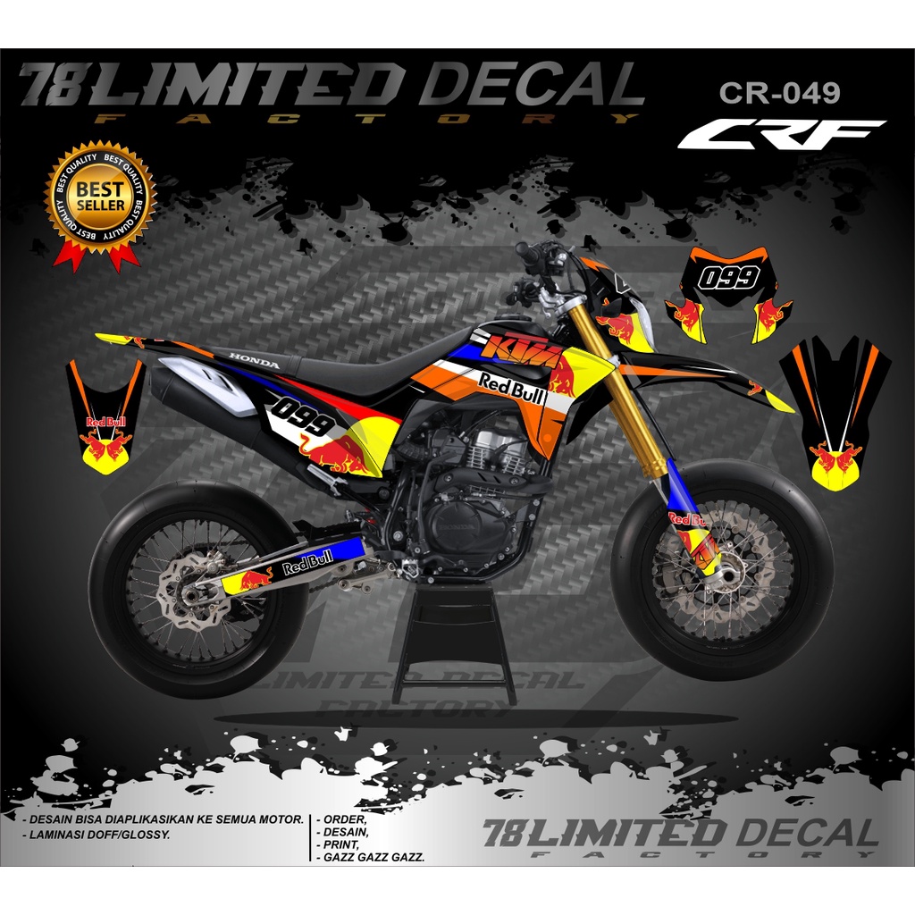 Decal Sticker Honda CRF Fullbody Custom Desain- CR-049 redbull