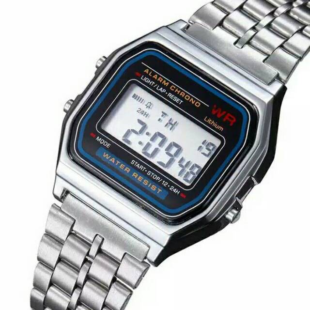 (G_W) Jam Tangan Wanita Digital Kotak Rantai Model Casio