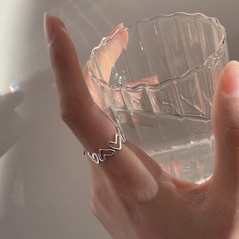 Cincin Jari Telunjuk Model Terbuka Bentuk Hati Rongga Tidak Teratur