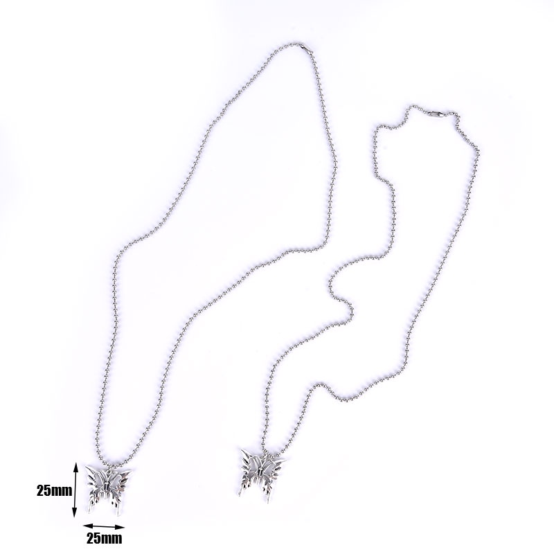 Hbid Kalung Rantai Liontin Kupu-Kupu Bahan Stainless Steel Gaya Gothic Sexy Untuk Wanita