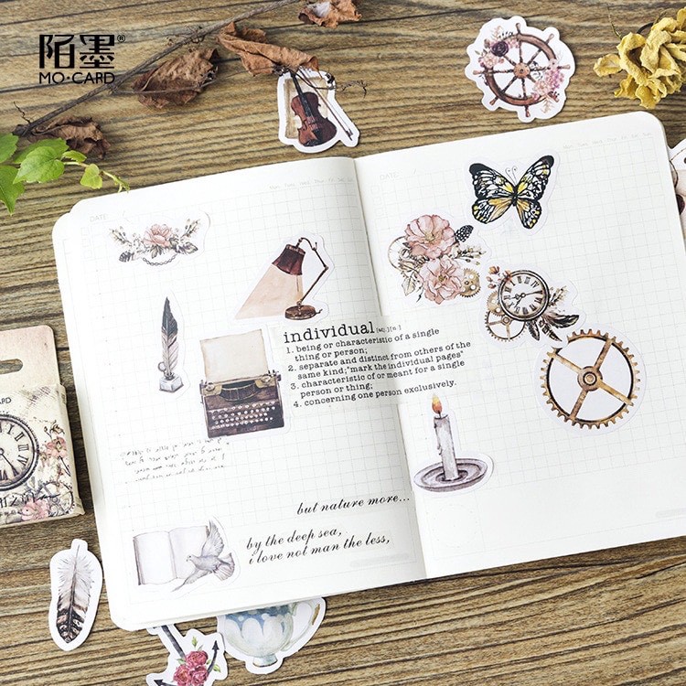 45 pcs Stickers OLD THEME VINTAGE Deco Diary DIY Planner Bujo  Journal-stiker lucu murah aesthetic