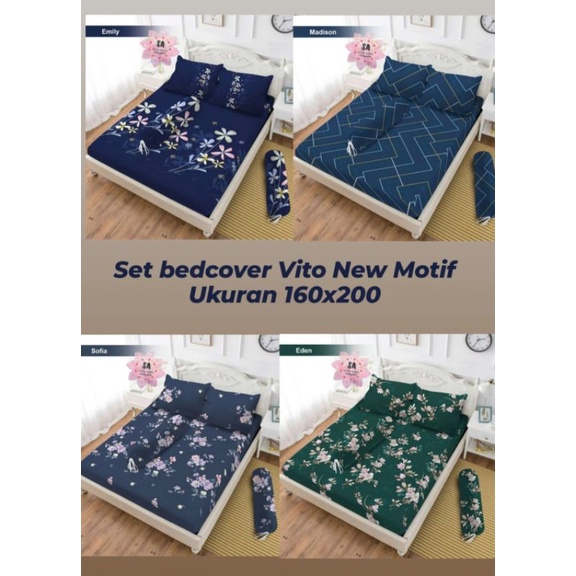 NEW KAIN TEBAL - BEDCOVER JUMBO New Motif Set BedCover VITO Ukuran 160x200 (QUEEN SIZE)