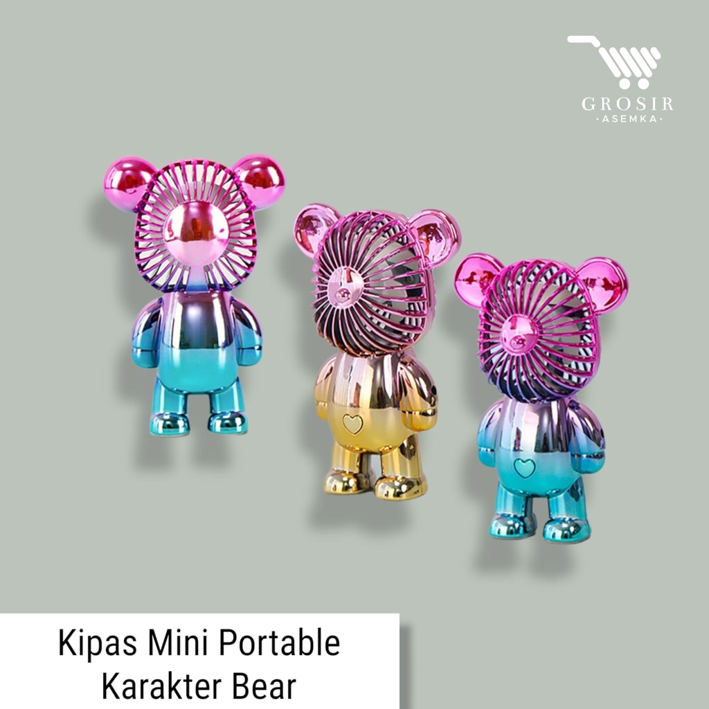 Kipas Angin Gradasi BEAR Viral Mini Portable USB Charge Kipas Angin Genggam Rechargeable Fan 3-Speed