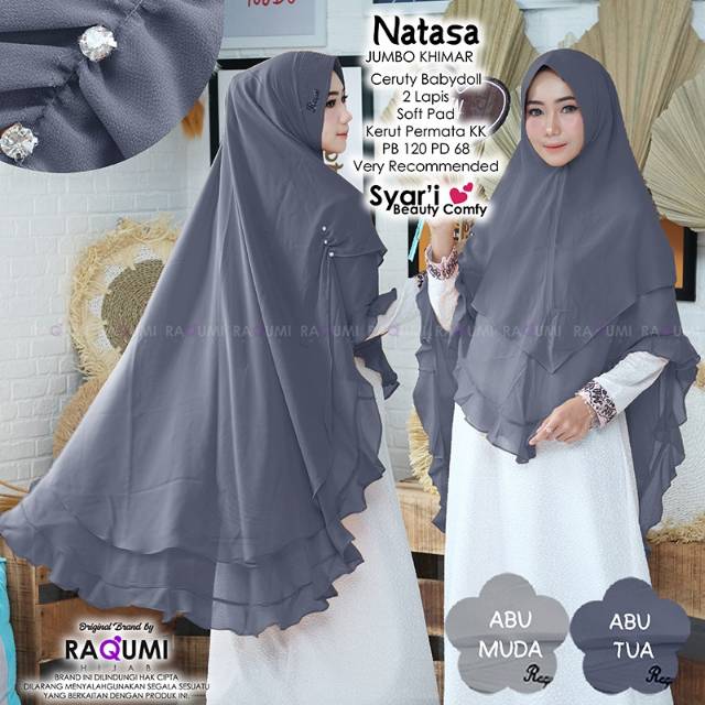 NATASA JUMBO KHIMAR ORIGINAL RAQUMI HIJAB | RAQUMI PALEMBANG | Khimar Jumbo | Khimar Syari | Ceruty