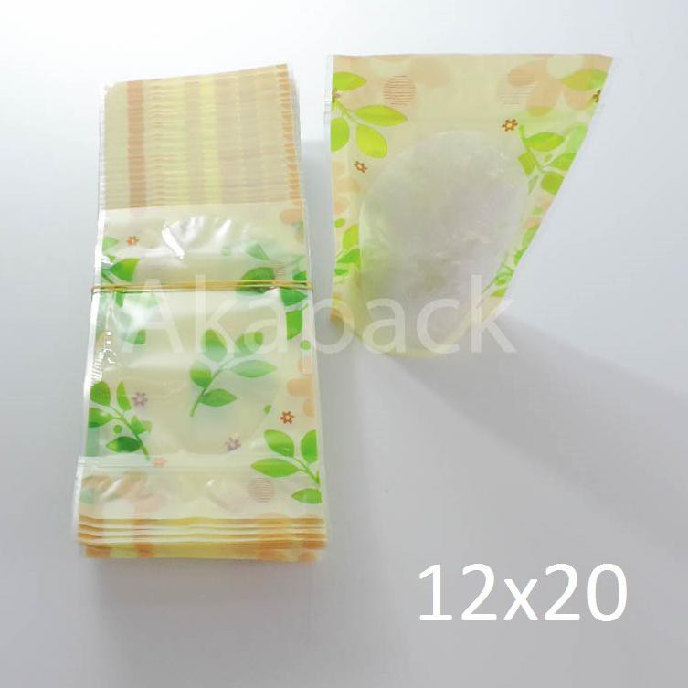 

KEMASAN POUCH LEAF packaging win dengan zipper 12x20 V7Z3