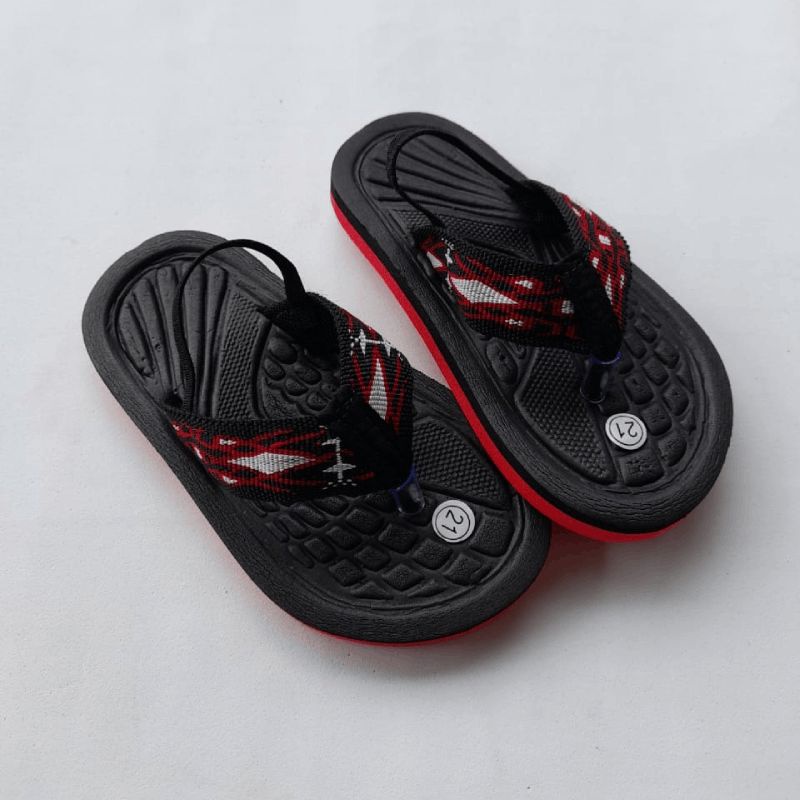 Sandal Jepit Anak Tali Karet Webbing Motif