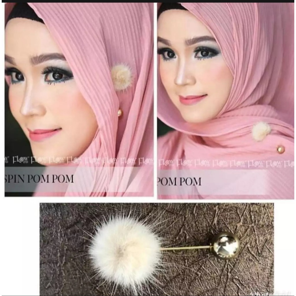 Tuspin Pompom Bulu - Tuspin Hijab kekinian - Tuspin Hijab Grosir - Tuspin Hijab Termurah
