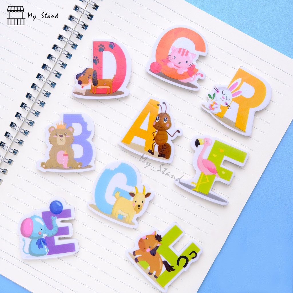 

Penghapus 2D Huruf Animal Datar Eraser Alphabet Setip ABC Hewan Stip Karet Hapusan Warna Warni Lucu Pensil