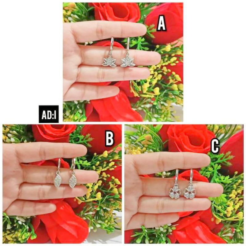 Anting Dewasa Permata Zircon Perhiasan Wanita Silver limited edition (COD)