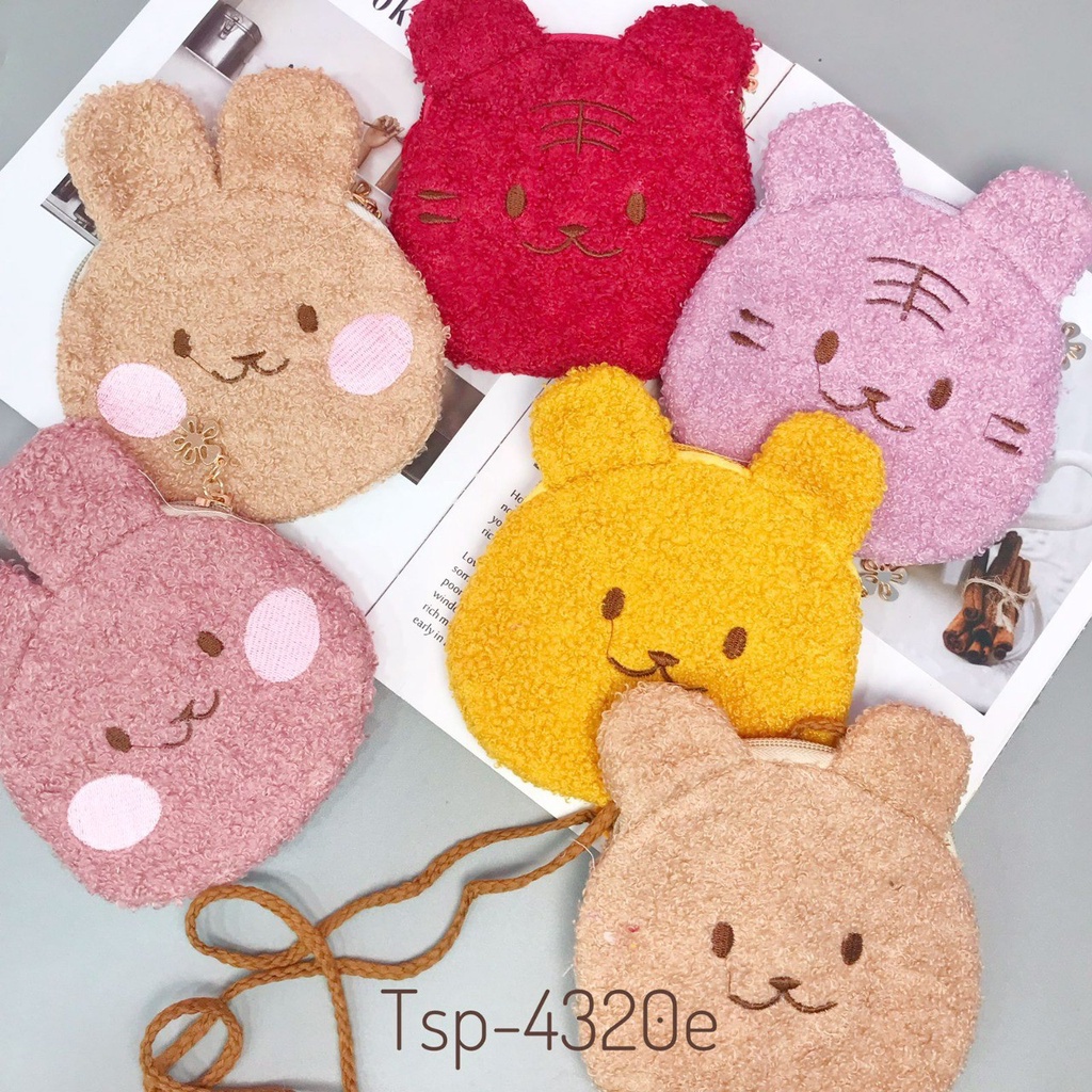 tas selempang pouch bear bulu aber import dompet