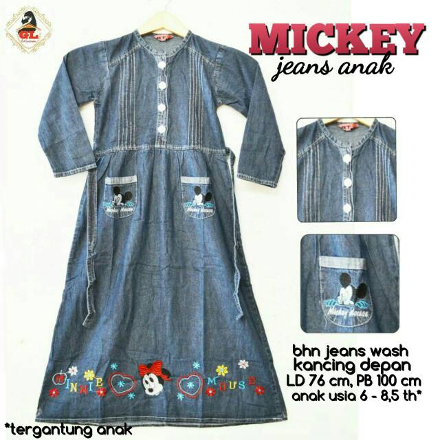 Grosir murah mickey dress jeans anak imut