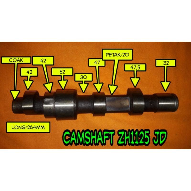 Camshaft noken as klep mesin diesel Dongfeng Jiangdong ZH1125 30pk