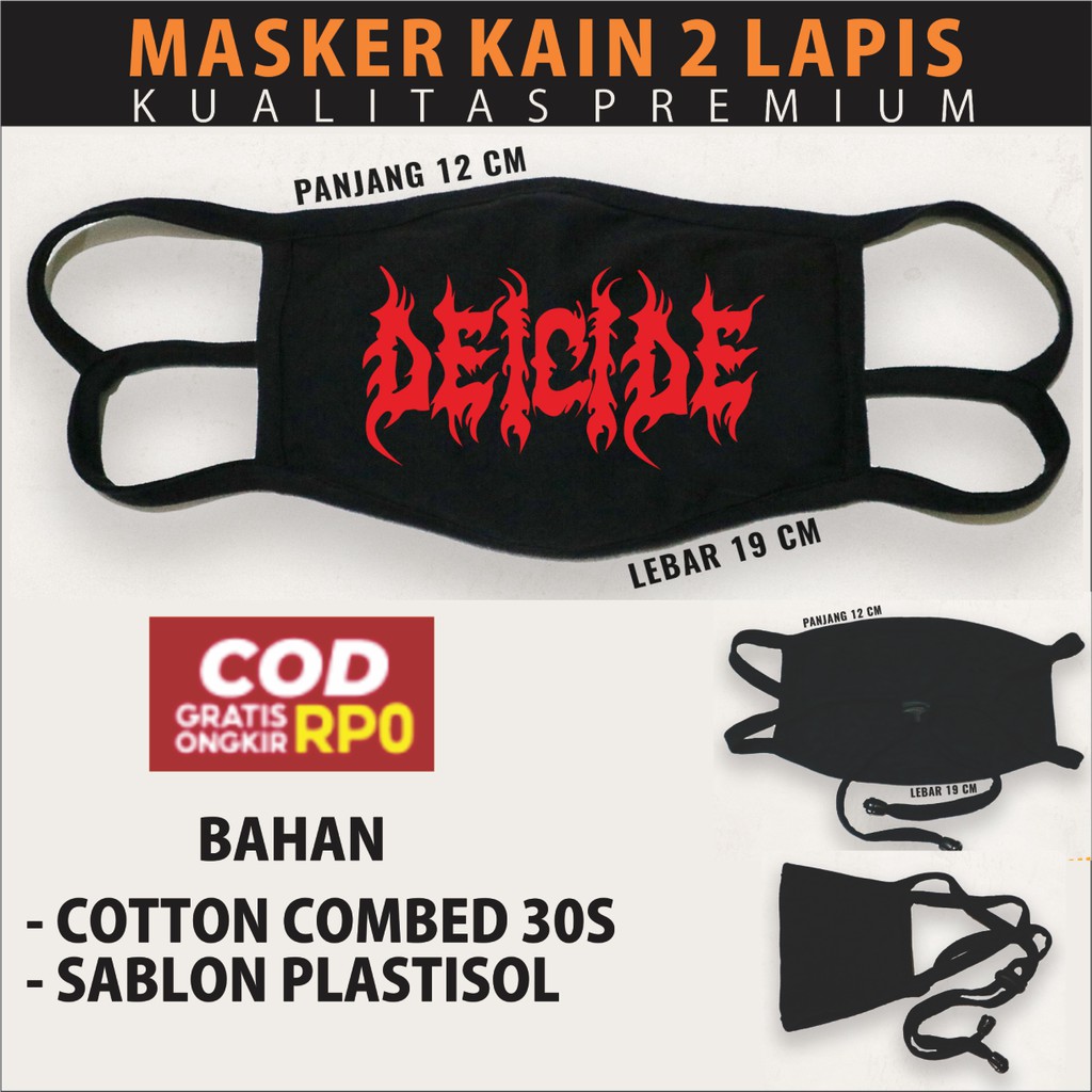 MASKER KAIN 2 LAPIS DEICIDE, MASKER BAND DEICIDE