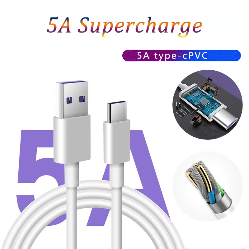 5A Fast Charging Kabel Data USB Tipe C 1M 2M untuk oppo Xiaomi Huawei Sony vivo