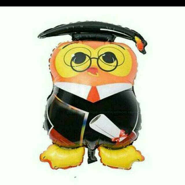 Balon foil wisuda owl / burung hantu ukuran 60 cm