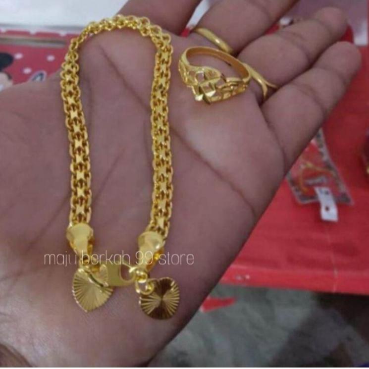 {LPS.19Au22ž} Lagi viral gelang tangan titanium motif tikar free cincin anti karat lapis emas