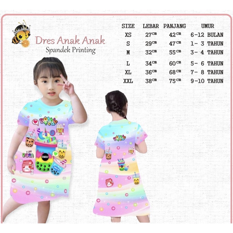 Dress anak perempuan / daster anak perempuan daster printing anak BOBA / baju anak perempuan
