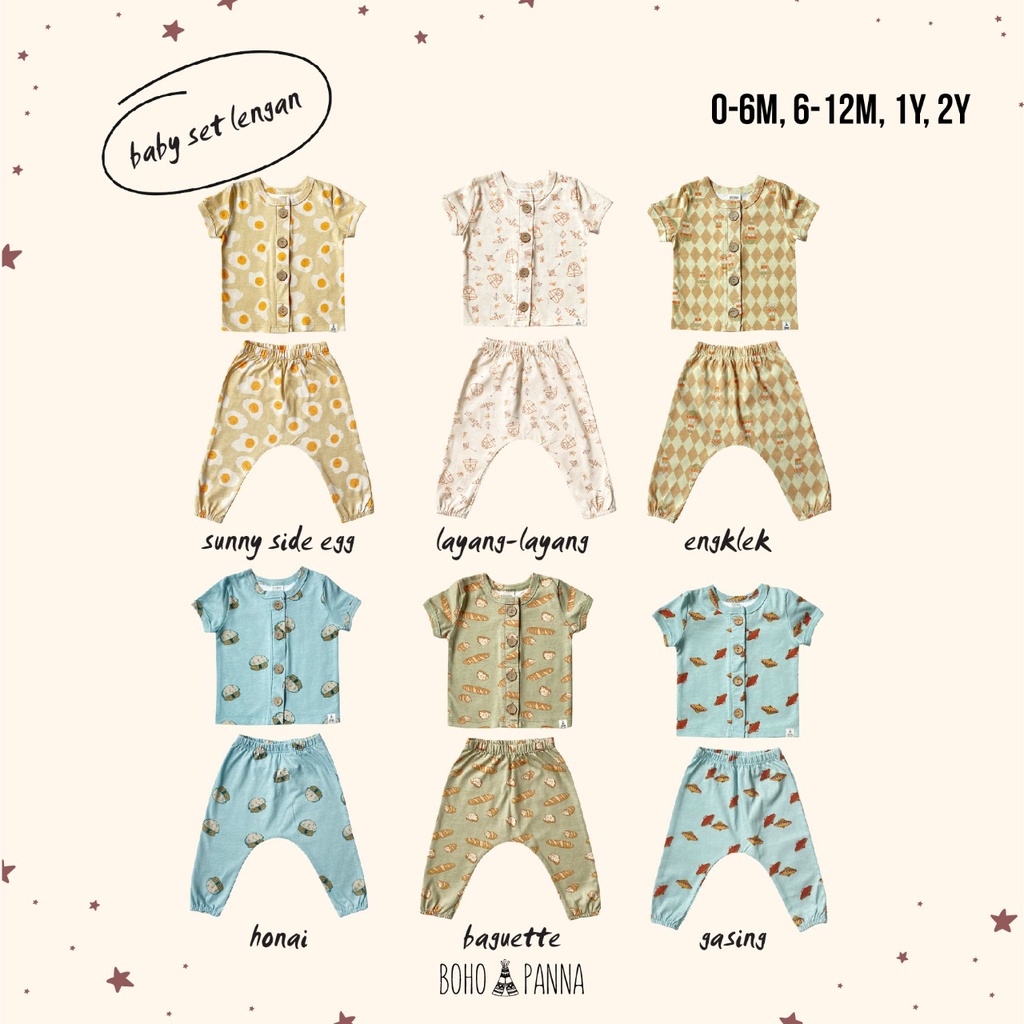 Bohopanna Baby Set Lengan Print / Setelan Baby Anak Motif Gambar