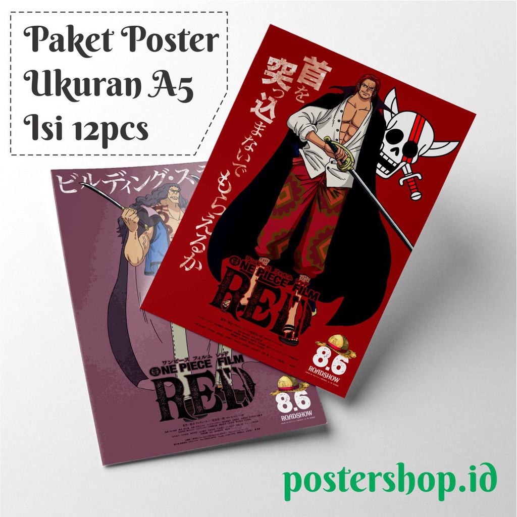 (ISI 12PCS) Poster Film RED One Piece Roger