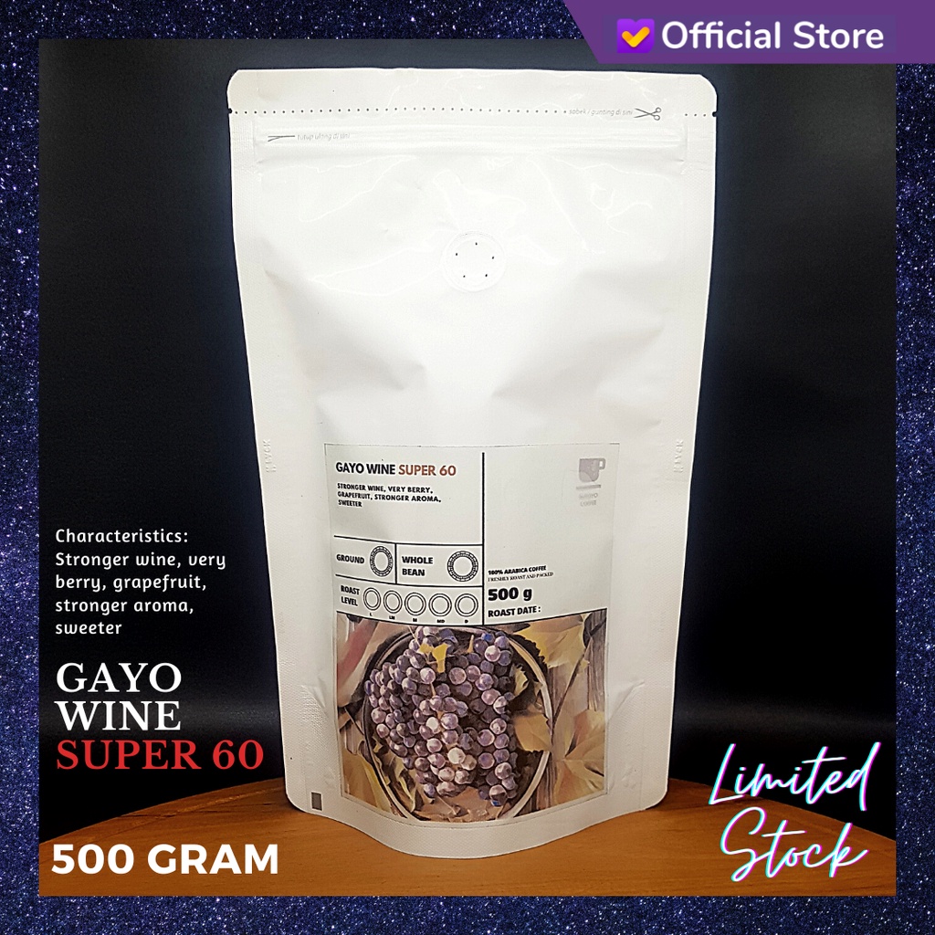 

SUTOYO COFFEE – Kopi Arabika Aceh Gayo Natural Wine “Super60” 500 Gram by Sutoyo Coffee | Single Origin | Roast Beans