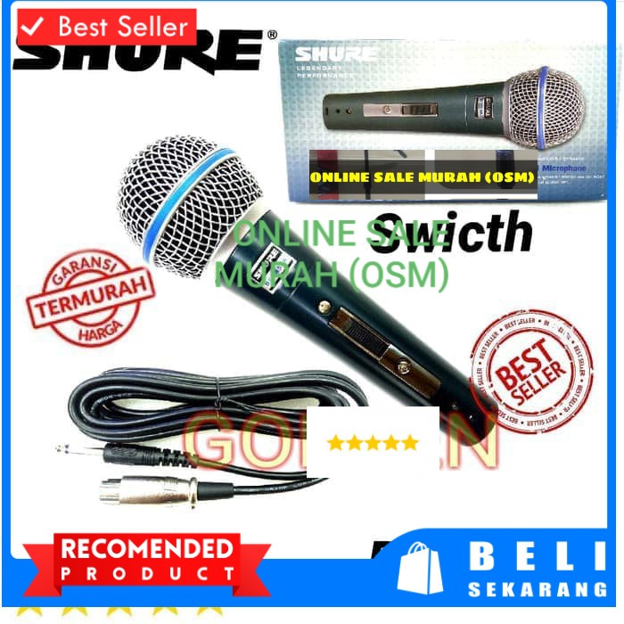 Shure legendary Mic kabel Microphone cable karaoke vocal audio sound mik pengeras suara pro profesional vokal mikrophone dynamic legendaris LGT  Bahan dari besi 1 mic shure beta 58 5 meter kabel mic Suara bagus jernih dan empuk Sangat cocok untuk vocal, k