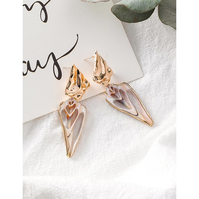 LRC Anting Tusuk Fashion Gold 925 Silver Needle Geometric Diamond Conch Section Earrings F29144