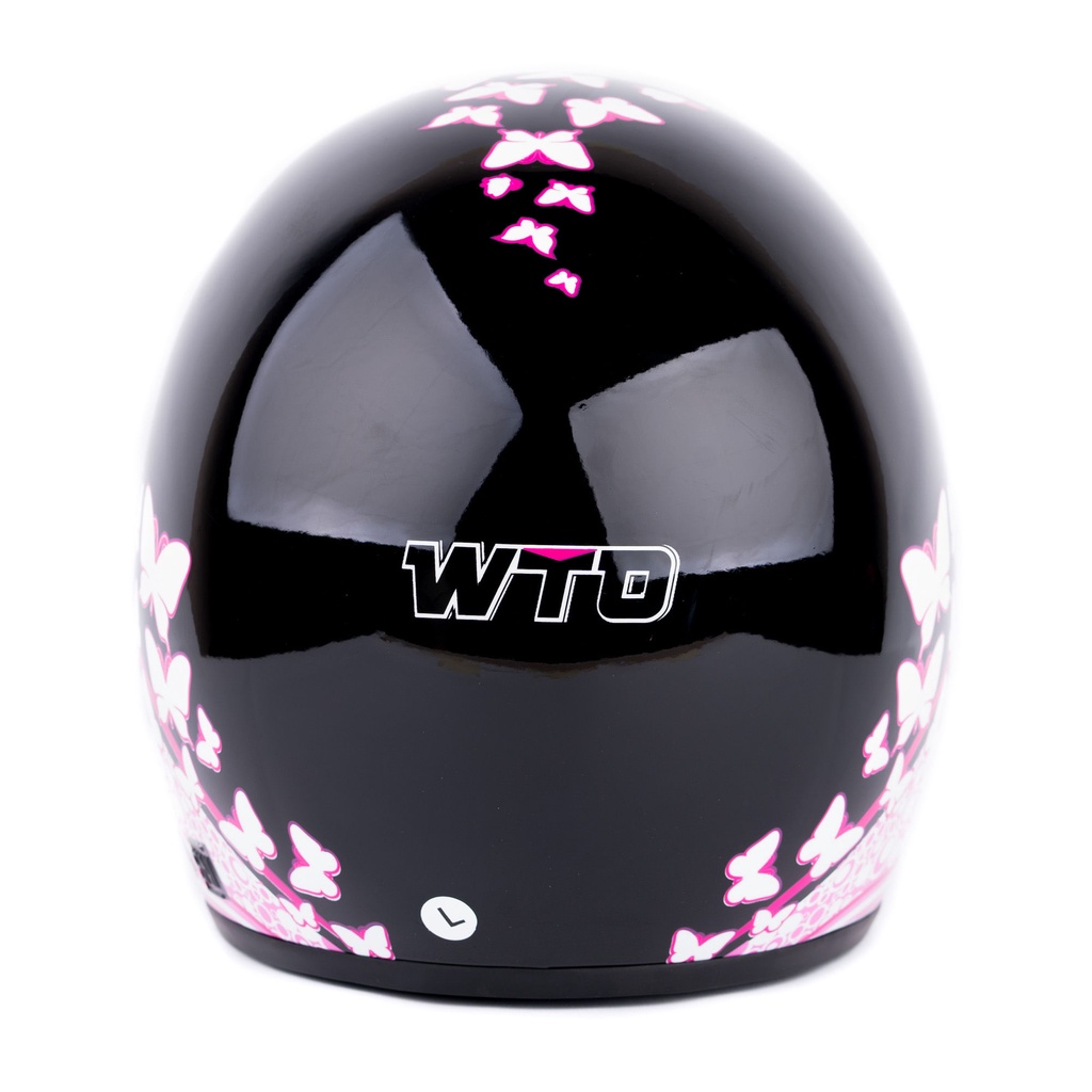 [Helm Dewasa] WTO Helm Retro - Butterfly - Hitam Pink