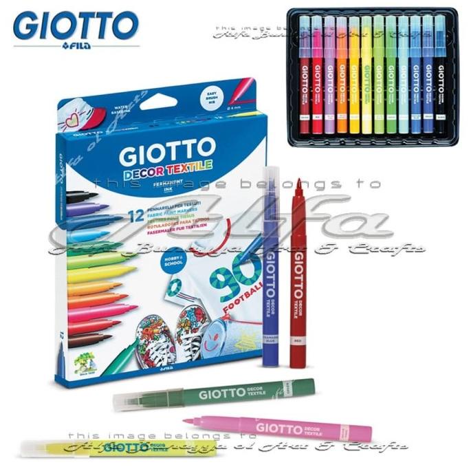 

GIOTTO Decor Textile 12 Colours - Paint Markers - Spidol Kain 12 Warna