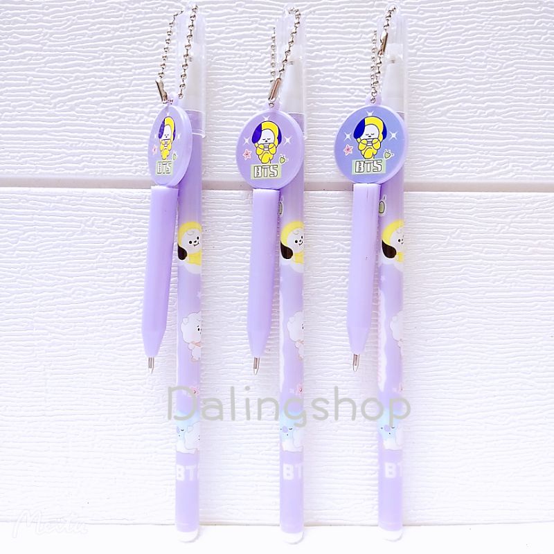 Dalingshop / PULPEN GEL BT21 + GANTUNGAN UNIK LUCU BT21 / PEN BT21 / PEN SQUID GAME + GANTUNGAN BONEKA GOYANG  / PULPEN SQUID GAME-Mini Pen Violet 1pc
