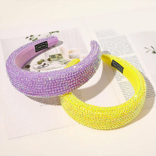 Luxury Women Shiny Full Colourful Crystal Rhinestone Wide-brimmed Sponge Headbands