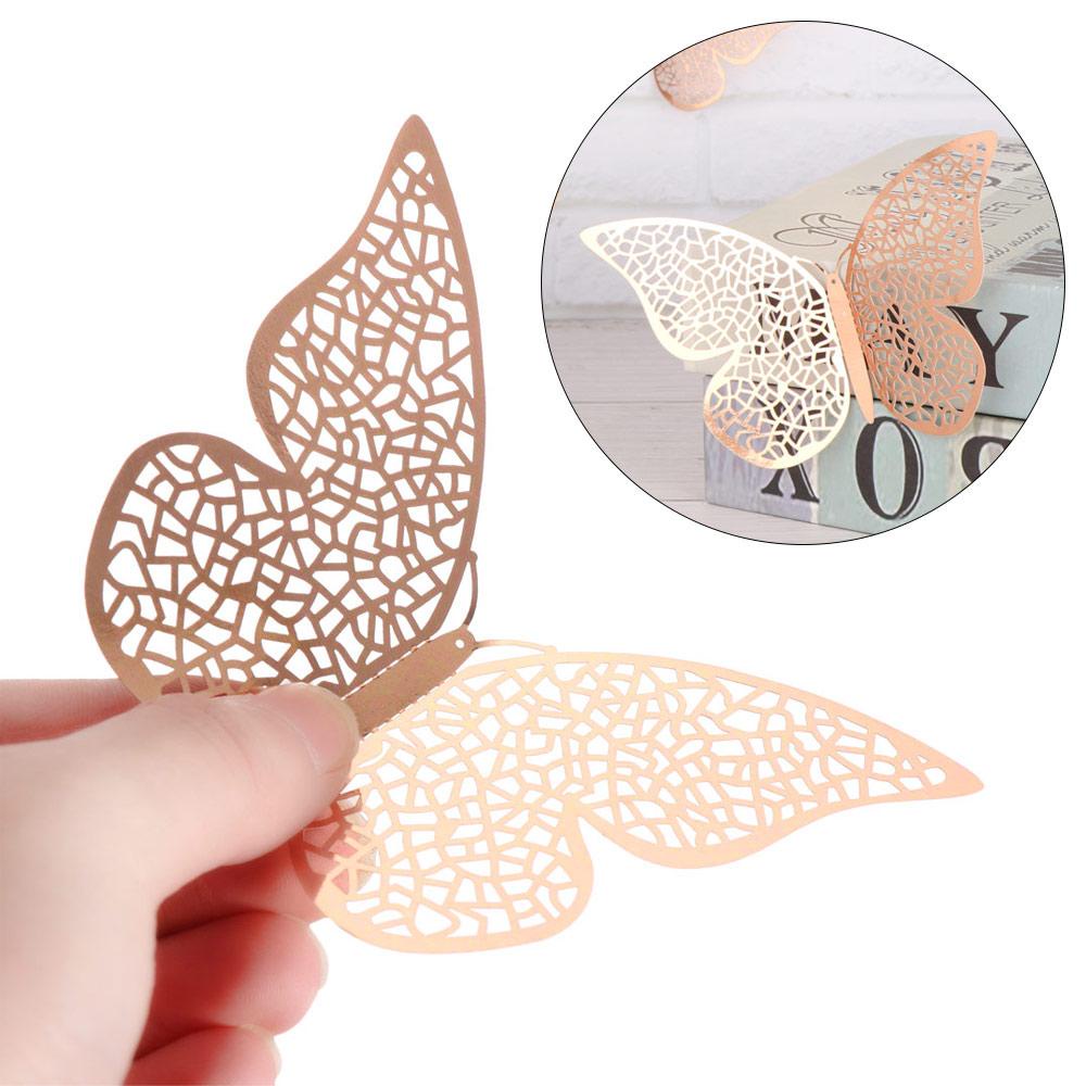 Chookyy 12PCS /Set 3D Kupu-Kupu Stiker DIY Ornamen Pernikahan Dekorasi Rumah Tekstur Logam